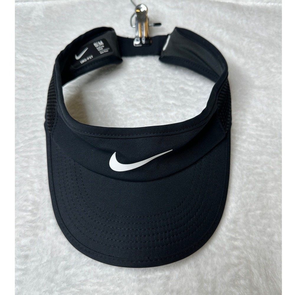 Nike Ace Visor Unisex S/M Black Dri-FIT Mesh Athletic Golf Tennis Hat